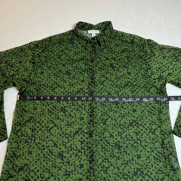 TOPSHOP Abstract Print Semi Sheer Button Up Tunic Blouse Size 4-6 Colorful - Picture 6 of 8